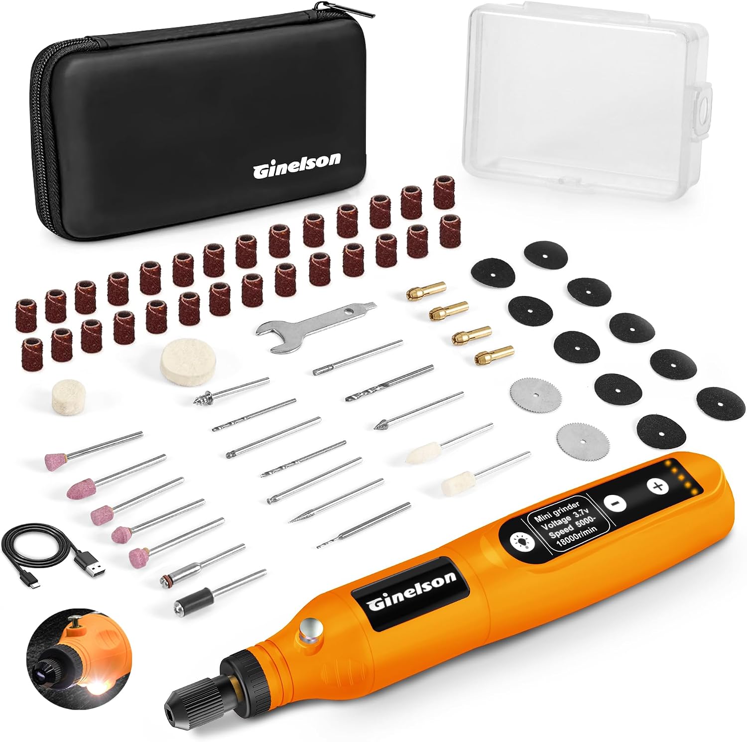 Cordless Rotary Tool, 5 Variable Speed Mini Rotary Tool Kit with 70 Accessories, 3.7V Type-C Charging Power Rotary Tool for Engraving, Sanding, Polishing, Carving, Cutting, DIY Crafts