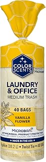 Color Scents Medium Trash Bags - 8 Gallon, 40 Bags (1 Pack of 40 Count), Twist Tie - Ivory Bag in Vanilla Flower Scent with Microban