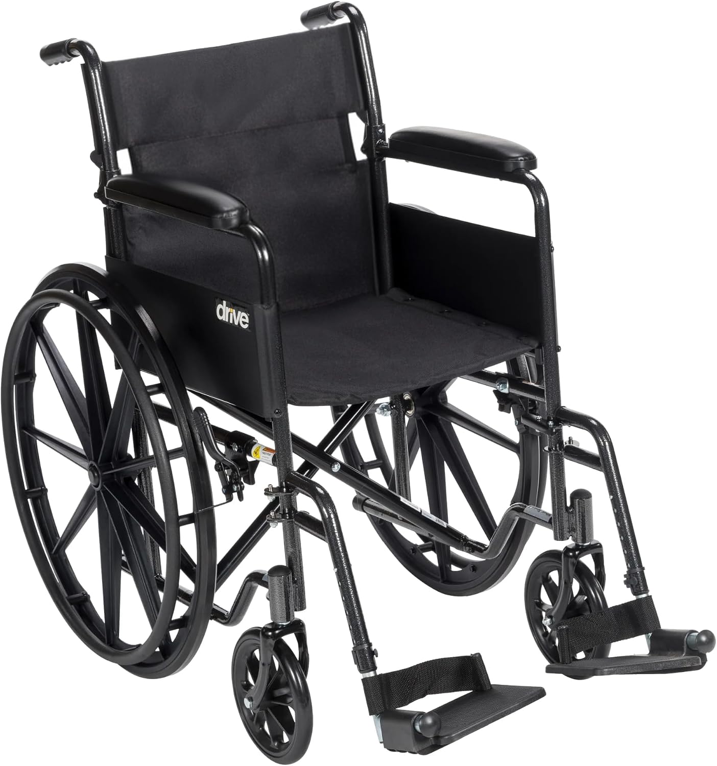 Drive Medical Silver Sport 1 Folding Transport Wheelchair, Black