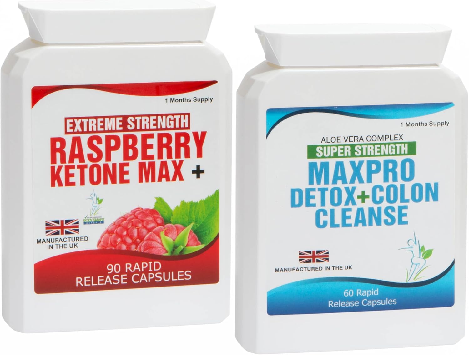90 Raspberry Ketone Fast Release Capsules Plus 60 Aloe Vera Colon Cleanse Weight Loss Diet Pills Free Meal Plan and Dieting Tips