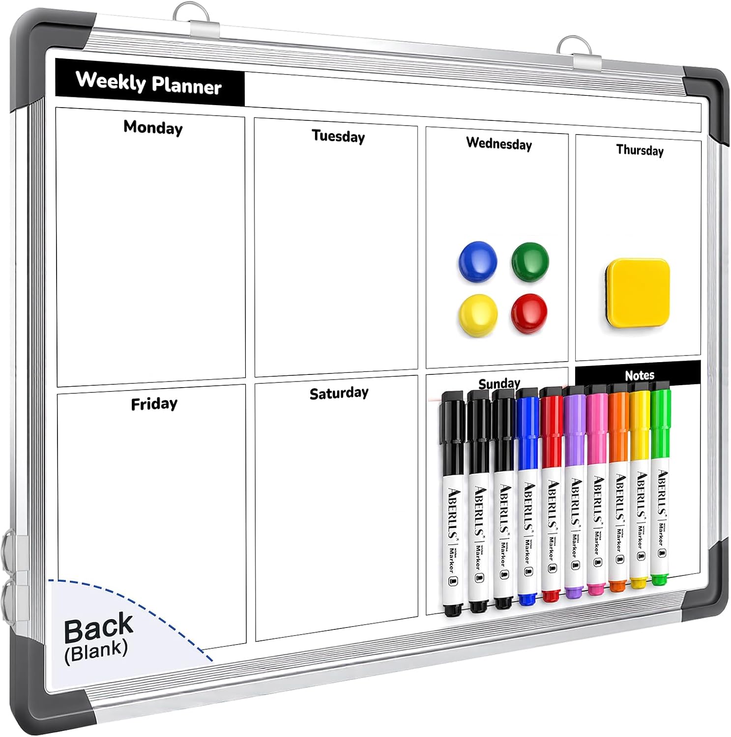 Weekly Calendar White Board for Wall, Dry Erase Board, Magnetic Whiteboard
