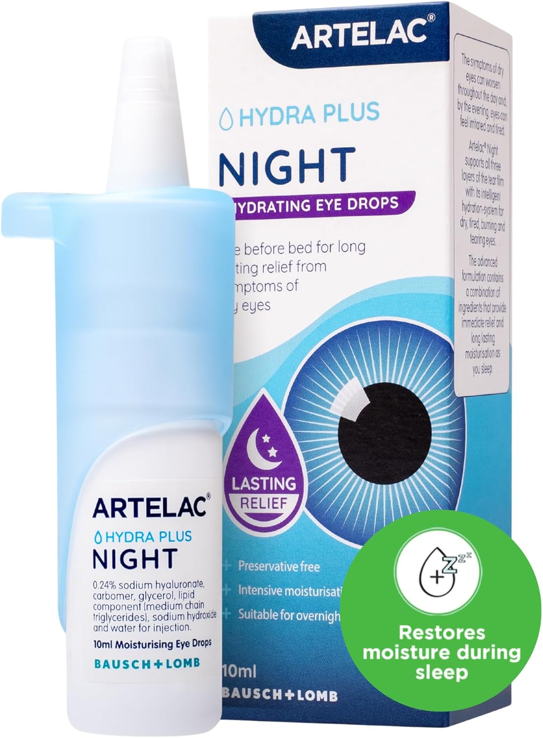 Artelac Night Eye Drops for Dry Eyes, Restores Moisture During Sleep, 10 ml