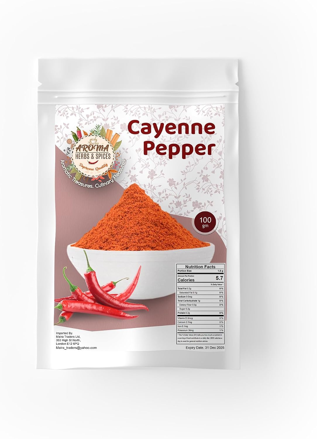 Cayenne Pepper Powder | Hot & Fiery Spice for Cooking & Seasoning | Ideal for Spicy Dishes | Vegan Friendly | Premium Quality | 100g