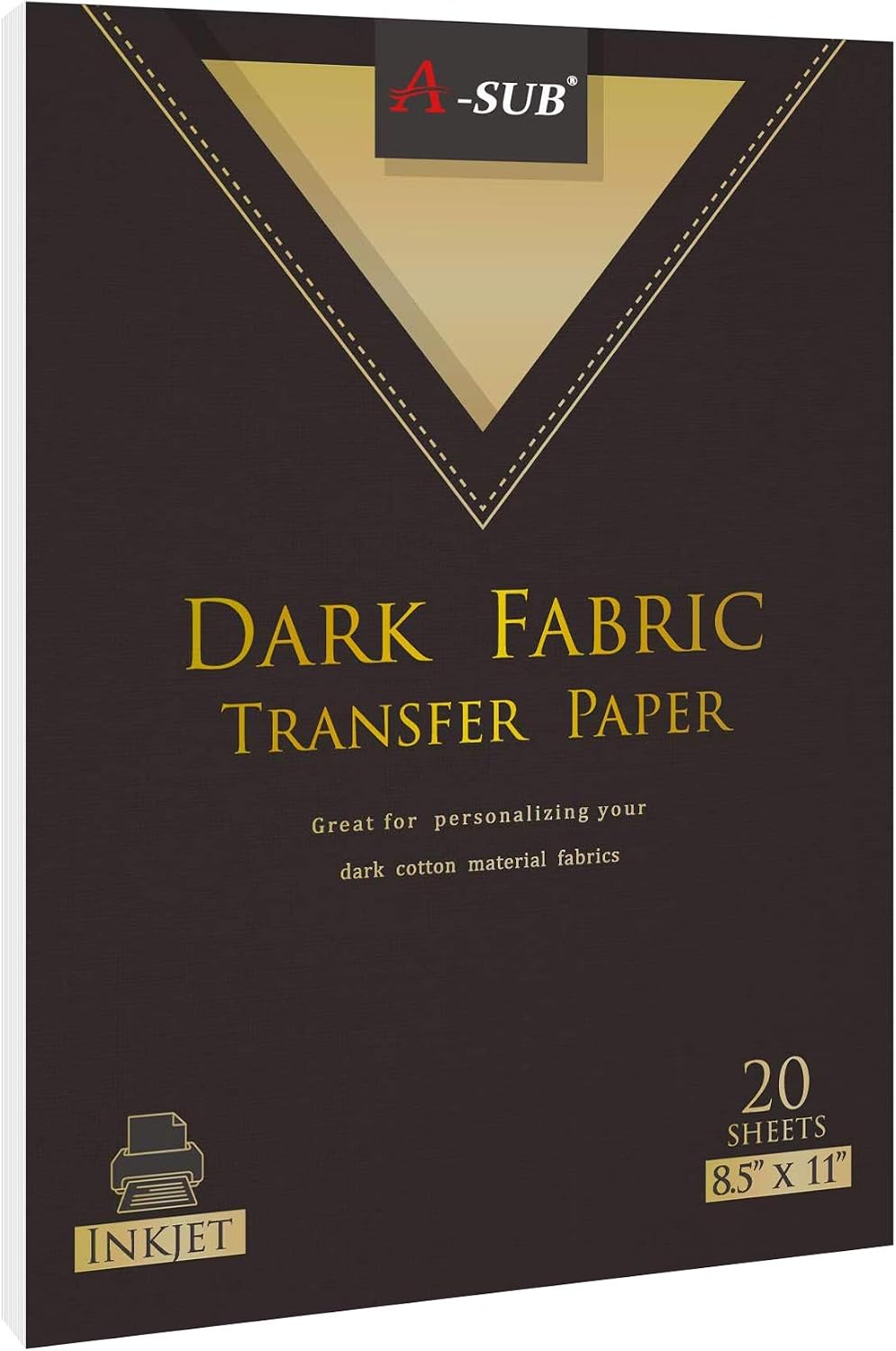 A-SUB Iron On Heat Transfer Paper for Dark T Shirts 20 Sheets 8.5x11 inch