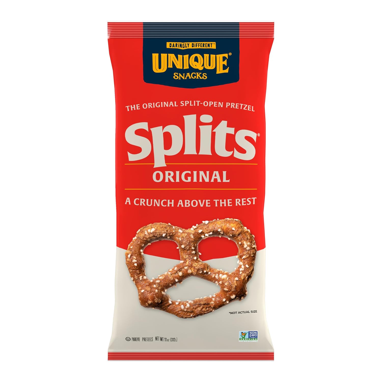 Unique Snacks Original Splits Pretzels, Crunch, Pack of 6