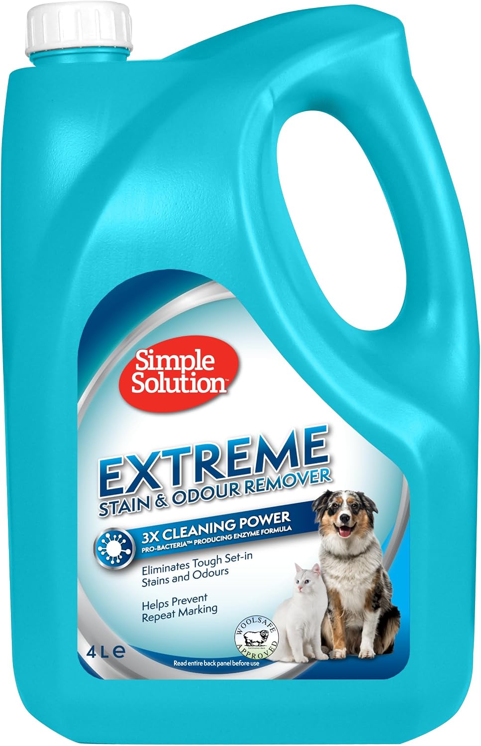 Simple Solution Extreme Pet Stain and Odour Remover Triple Strength 4 litre | Extreme Enzymatic Cleaner for urine, faeces, vomit. Works for dog, cat and all other animal biological messes in 15 minutes