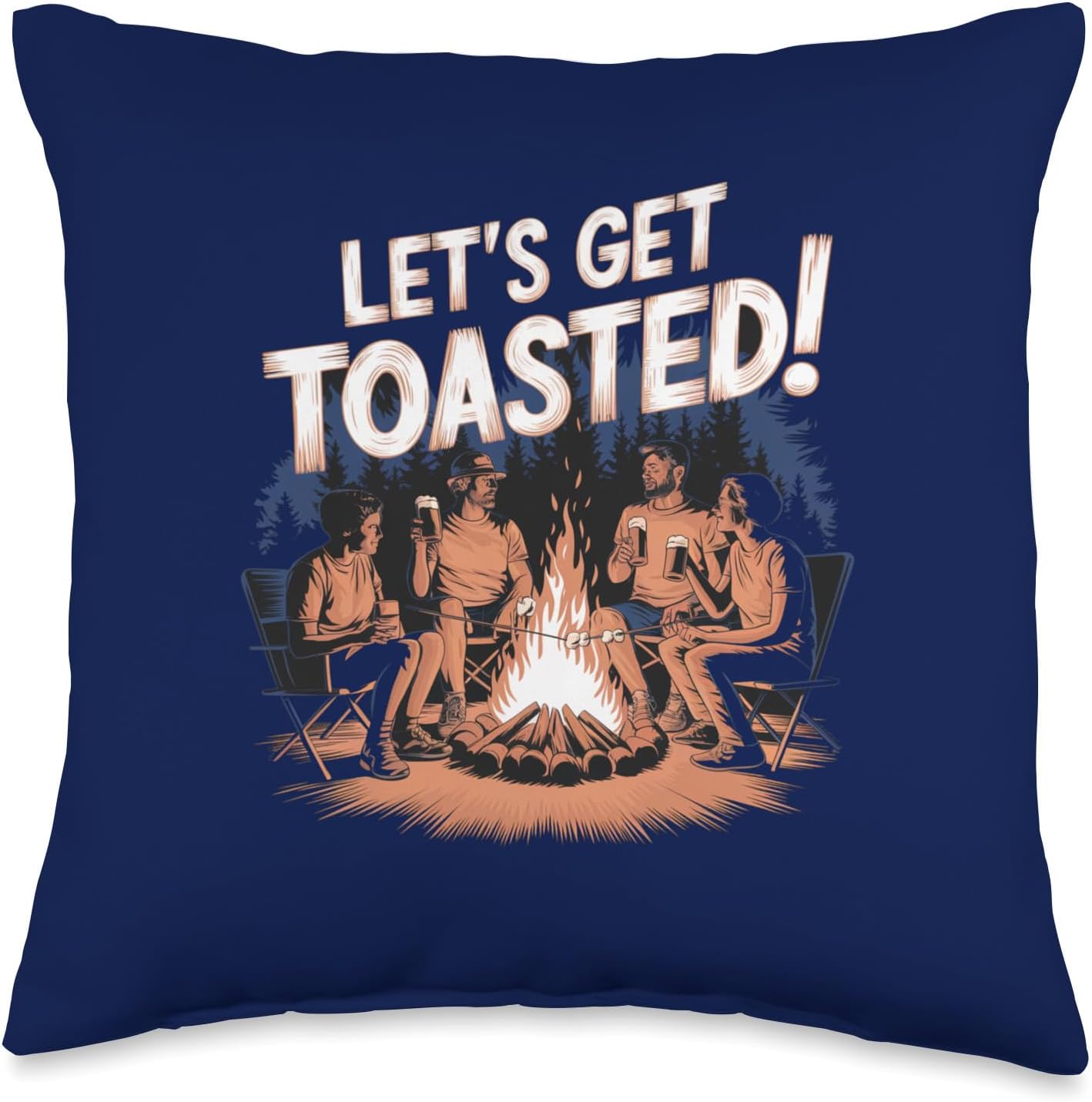 Toasted Marshmallows Adult Camping Throw Pillow