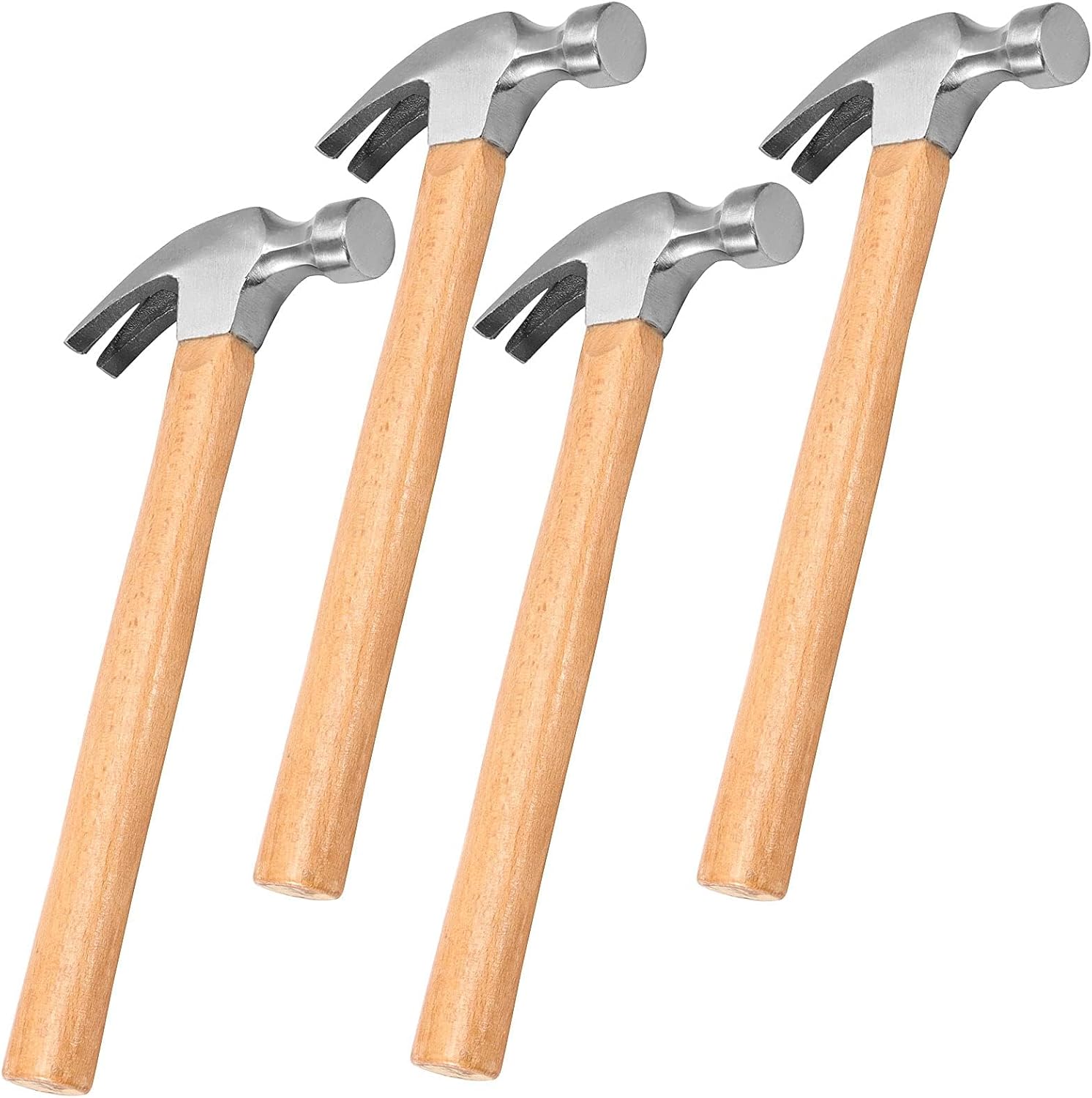 FUNSUEI 4 PCS 16 OZ Claw Hammer, Straight Claw Hammer, Carbon Steel Rip Claw Hammers with Wood Handle for Prying Nails, Woodworking, Repairing