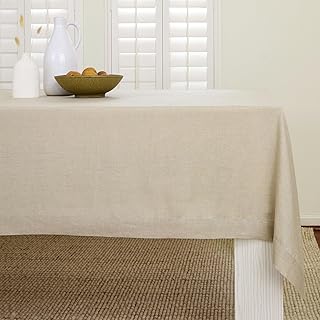 Solino Home Linen Tablecloth – 100% Pure Linen Fall, Thanksgiving, Christmas, Holiday Natural Tablecloth 108" L x 60" W Inch – Machine Washable Rectangle Tablecloth – Fete