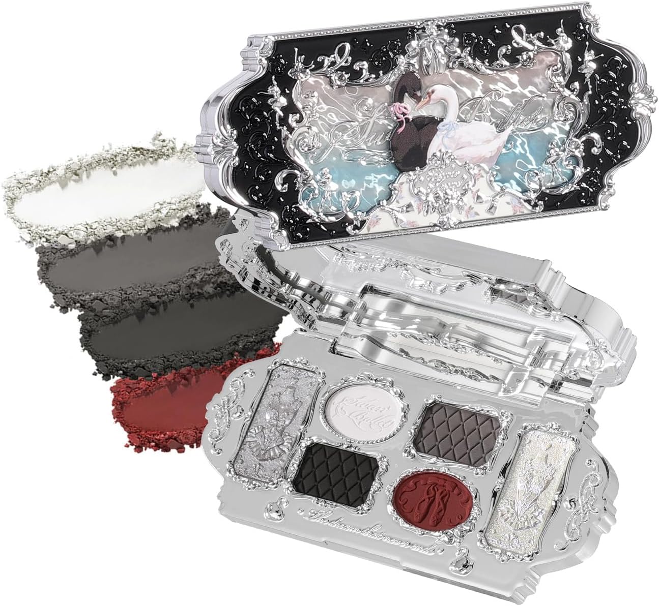 Flower Knows Swan Ballet 6-Color Makeup Palette,Smoky Black & Burgundy
