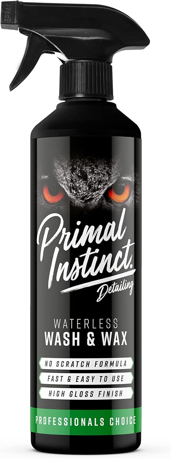 Primal Instinct - Waterless Wash and Wax Car Cleaner Spray | Cleans and Protects Without Water | Showroom Shine Finish - 500ml