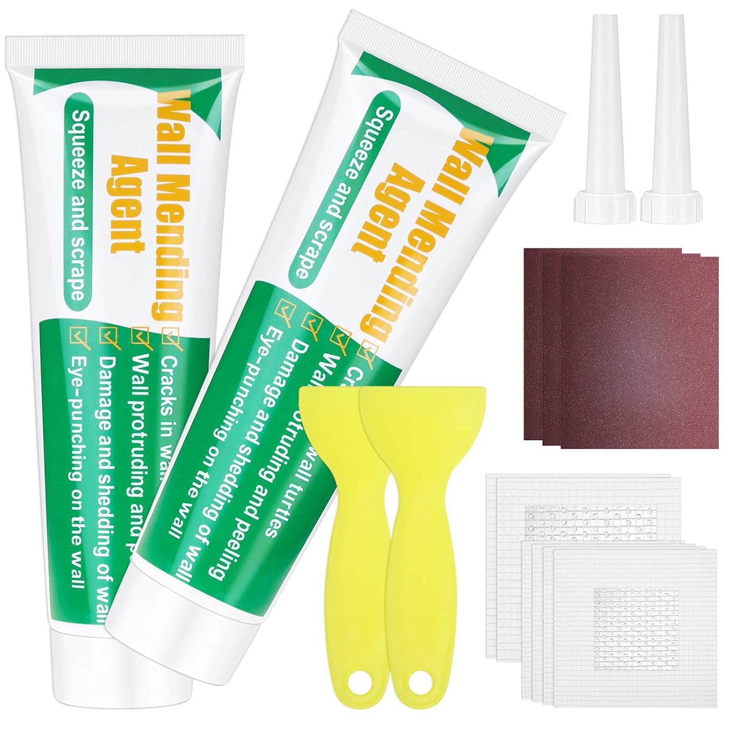 Caffox Drywall Repair Kit - Spackle Puddy for Large Holes, Wall Mending Agent with Scraper - 2 Pcs