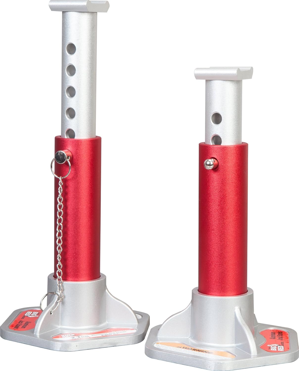 BIG RED T43004 Torin Aluminum Jack Stands with Locking Support Pins: 3 Ton (6,000 lb) Capacity, Red/Silver, 1 Pair
