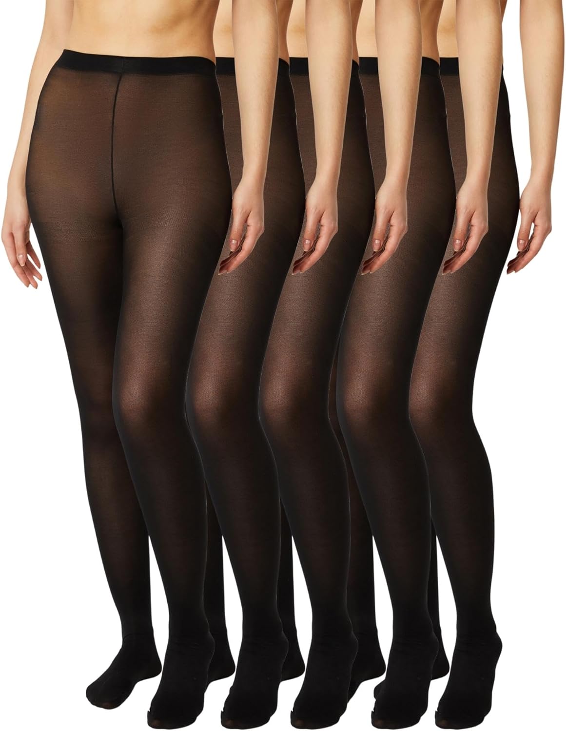 FM London 5-Pack Tights for Women - Comfortable Women's Tights with Stretch Fit Design - 40 Denier - Available in Black, Nude & Navy Colours - Soft and Durable Construction for All Occasions