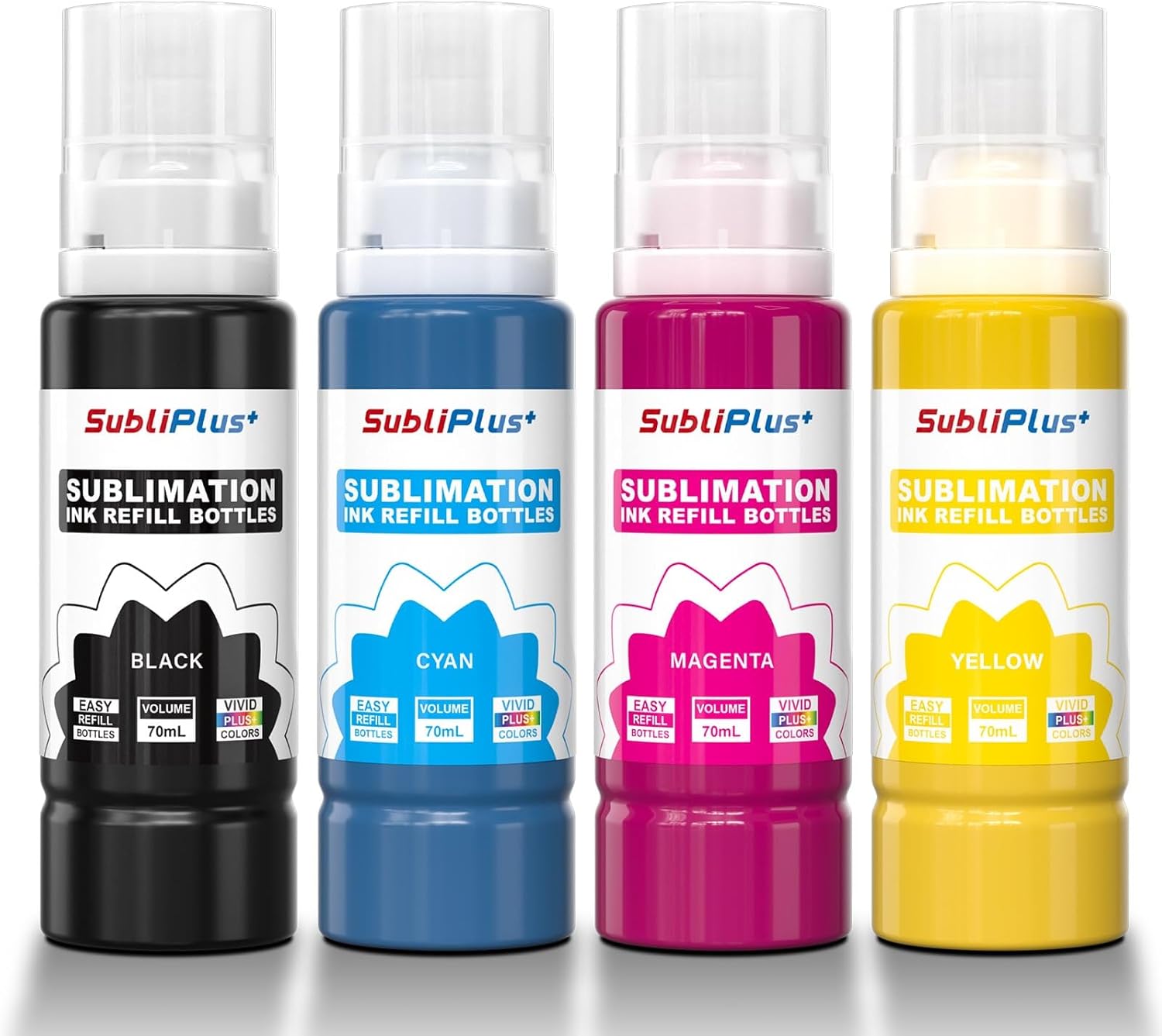 Sublimation Ink for Eco Tank Printer, Sublimation Ink Refill Bottles Compatible for ET-1810 ET-2850 ET-2860 ET-2870 ET-2876 ET-2820 ET-15000 ET-14000 ET-4800 ET-2760 ET-2800 Printer(KCMY)