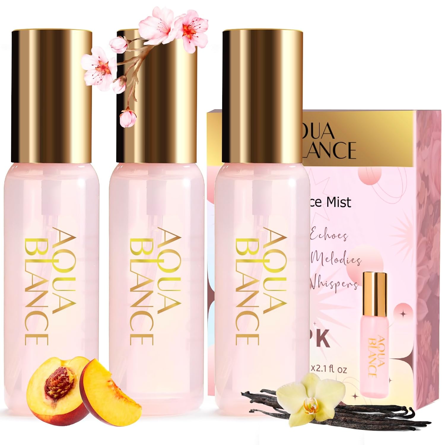 Body Spray for Women, Body Fragrance Mist Gift Set, 3-Pack, Each 60ml/2.1 FlOz, Travel Size Three Scents, Womens Body Spray