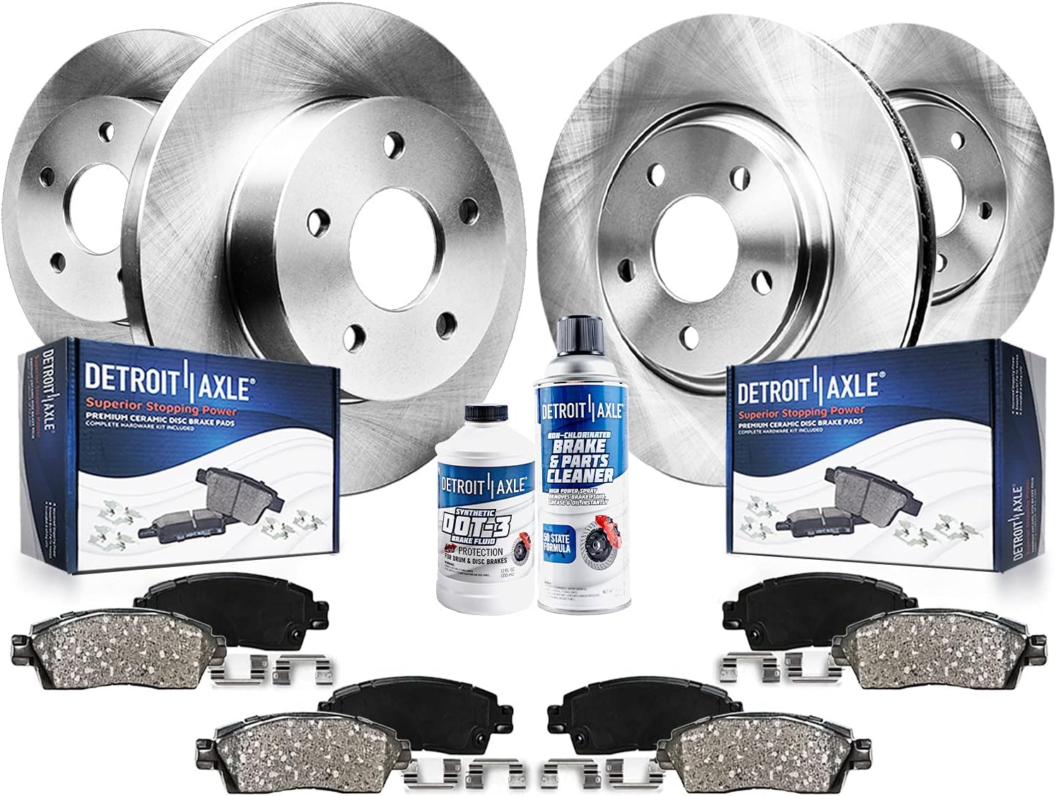 Detroit Axle - Brake Kit for 2006-2018 Toyota RAV4 [w/3rd Row Seating] Disc Brake Rotors Ceramic Brakes Pads Replacement : 11.65'' inch Front and 11.06" inch Rear Rotor