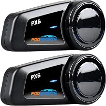 FODSPORTS Motorcycle Bluetooth Headset 2 Pack FX6 1000M 6 Riders Group Motorcycle Intercom Universal Bluetooth Motorcycle Helmet Communication System Voice Command 2 Port Design