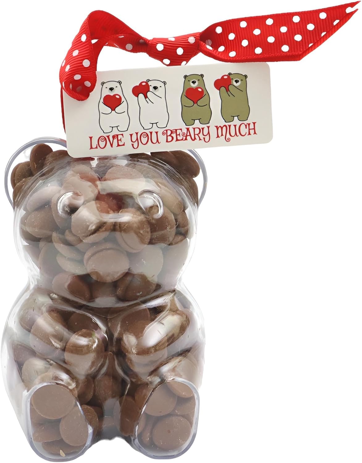 ButtonChocs Valentines Chocolate Teddy Bear - Love You Beary Much. Belgian Milk Chocolate Valentines Gift. Mothers Day Gift.