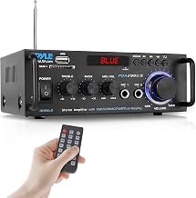 Pyle Wireless Bluetooth Stereo Power Amplifier - 200W 2 Channel Audio Receiver USA Warranty w/ RCA, USB, SD, MIC IN, FM Radio, For Home Theater Entertainment via RCA, Studio Use - PDA29BU.6