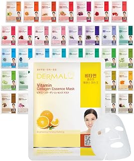 DERMAL 39 Combo Pack A Collagen Essence Korean Face Mask - Hydrating & Soothing Facial Mask with Panthenol - Hypoallergenic Self Care Sheet Mask for All Skin Types - Natural Home Spa Treatment Masks