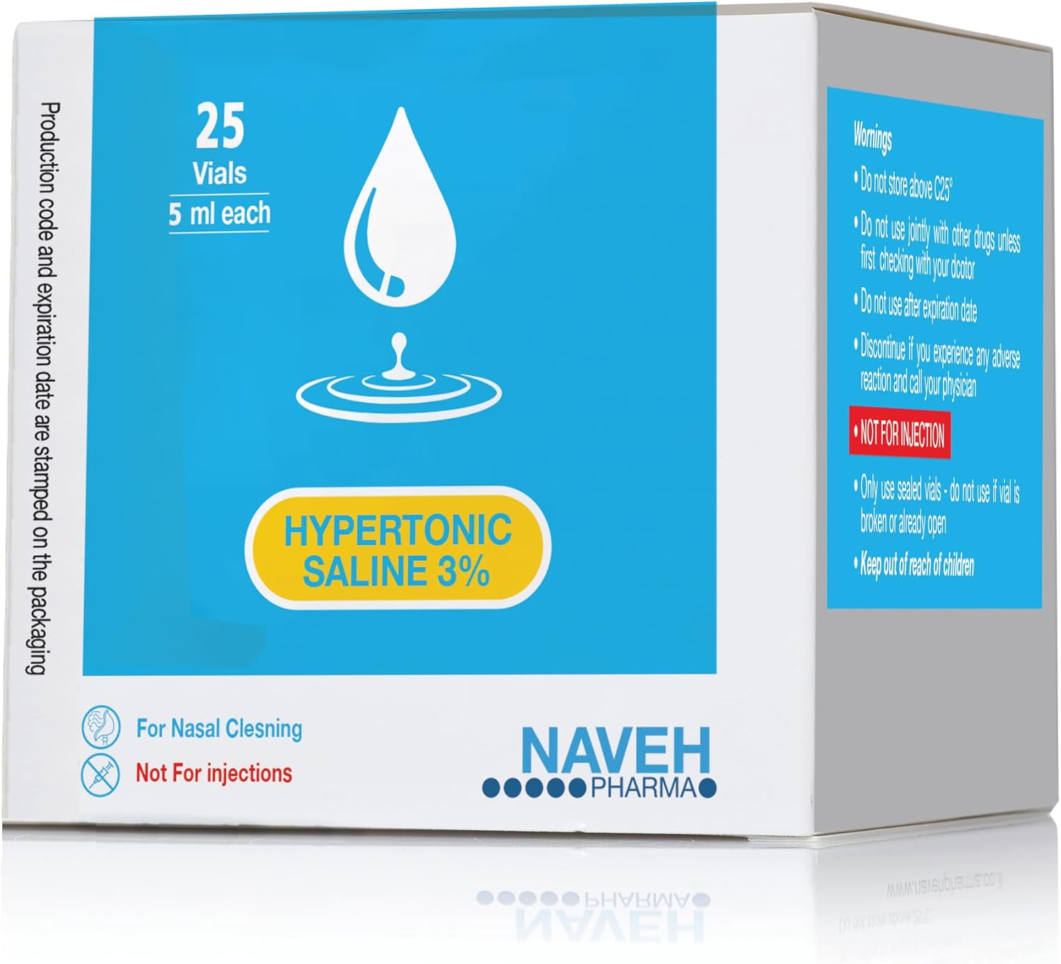 NAVEH PHARMA RSV Gentle Respiratory Relief: Baby-Friendly 3% Hypertonic Saline Solution for Nebulizer | Soothing Inhalation for Little Ones | 25 Vials x 5ml | Easy Clearing of Tiny Lungs & Congestion