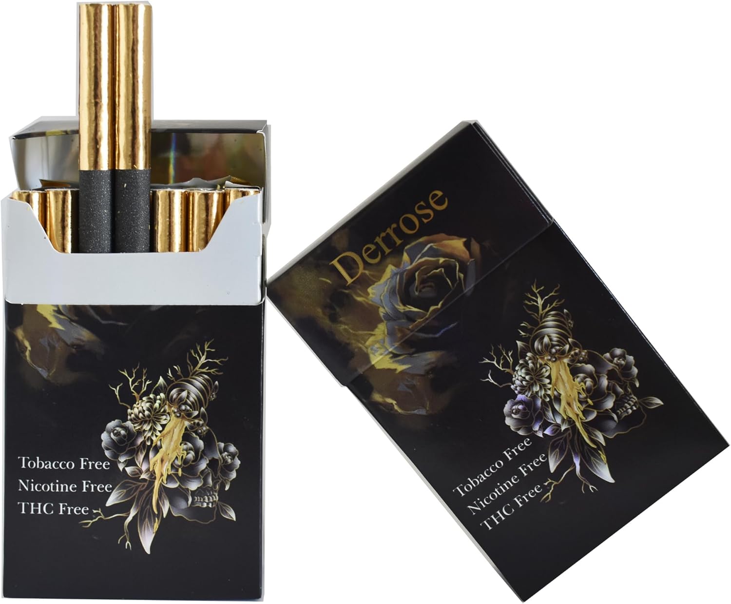 Derrose® Rose Herbal Sticks,Herbal Cigarettes,Nicotine Free and Tobacco Free,Help Stop Smoking,Better Effect When Used with Nicotine Patches,Smoking Cessation Products,2packs-40 Sticks
