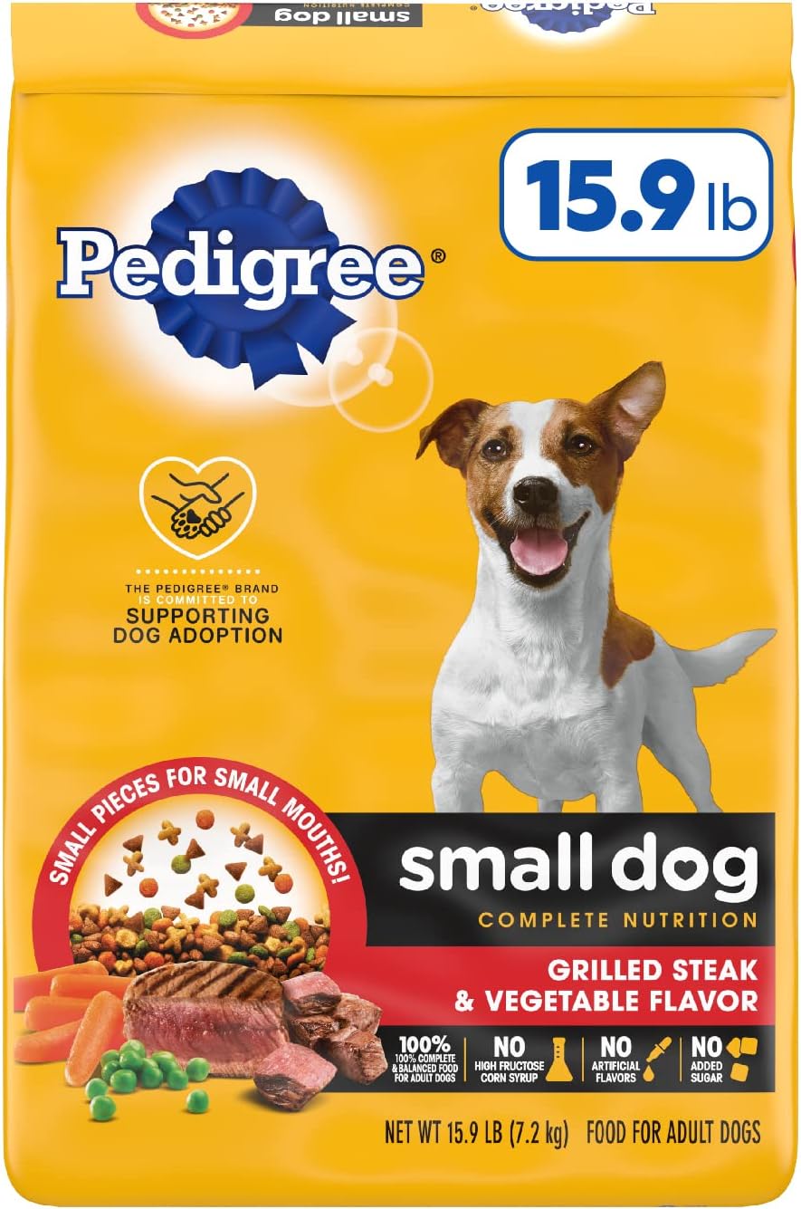 PEDIGREE Small Dog Complete Nutrition Small Breed Adult Dry Dog Food Grilled Steak and Vegetable Flavor Dog Kibble, 3.5 lb. Bag
