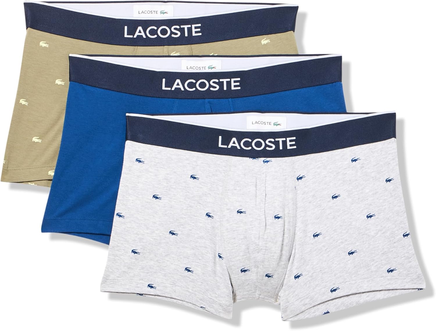 Lacoste Men's Casual All Over Croc 3 Pack Cotton Stretch Trunks
