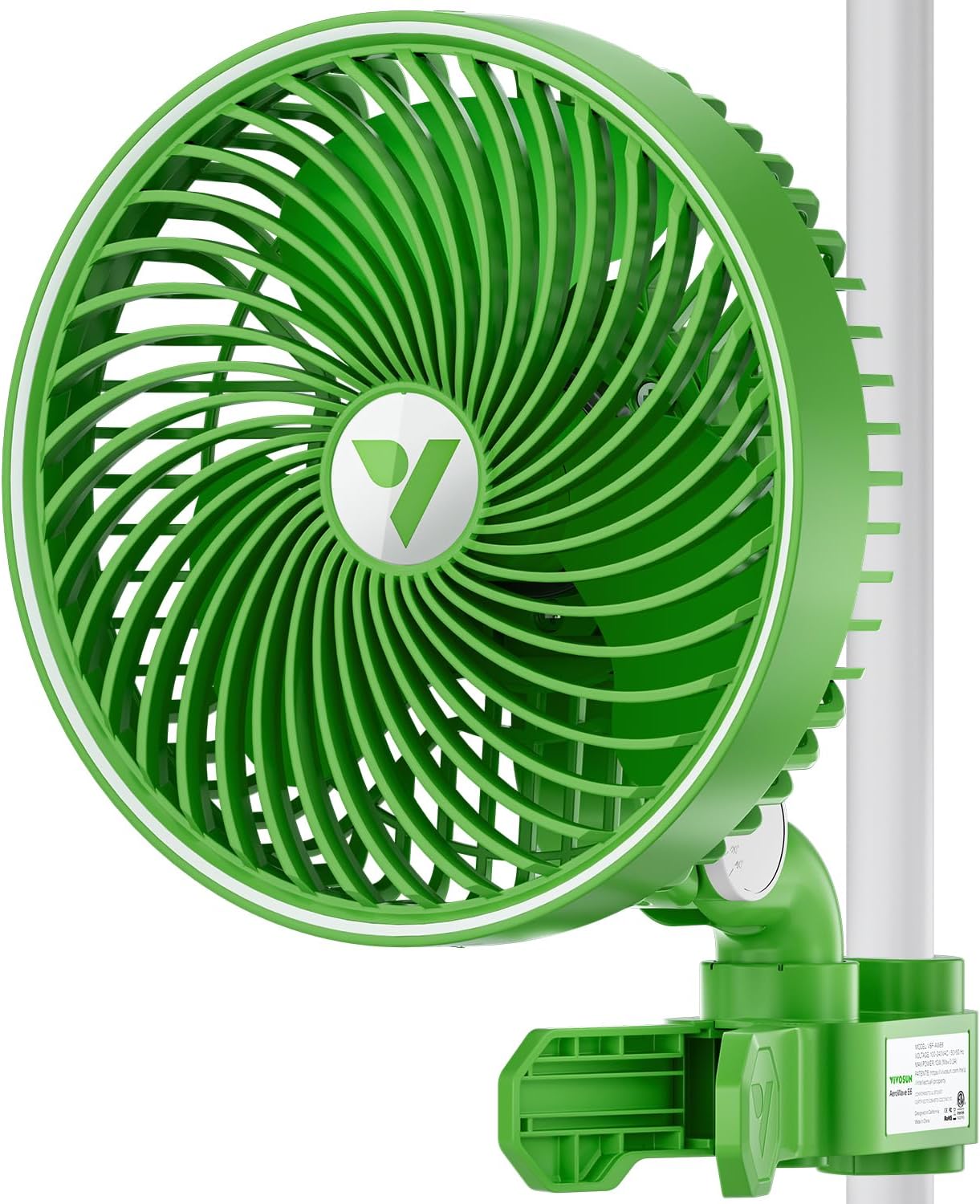 VIVOSUN Grow Fan with Clip, 15 cm/6 Inch Grow Tent Fan, 10 Speeds Smart App Control, IP54 with Automatic Oscillation AeroWave E6 for Grow Tent, Green