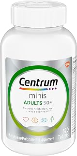 Centrum Minis Silver Multivitamin Tablet for Adults 50 Plus, Multimineral Supplement, Vitamin D3, B-Vitamins, Gluten Free, Non-GMO Ingredients, Supports Memory and Cognition in Older Adults - 320 Ct