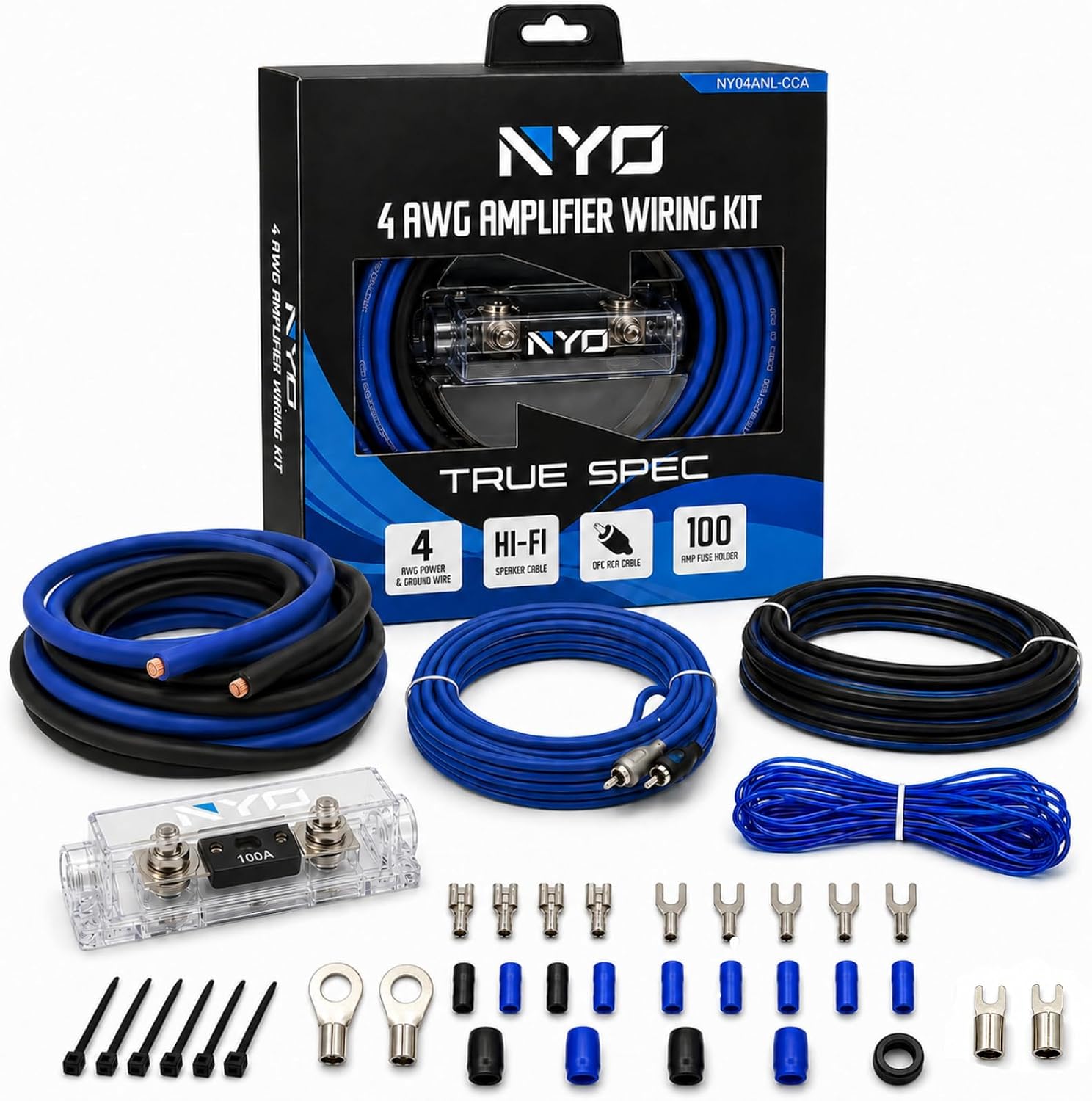 4 Gauge Amp Wiring Kit, 4GA Amp Wire Kit for Car Audio Subwoofer Speakers