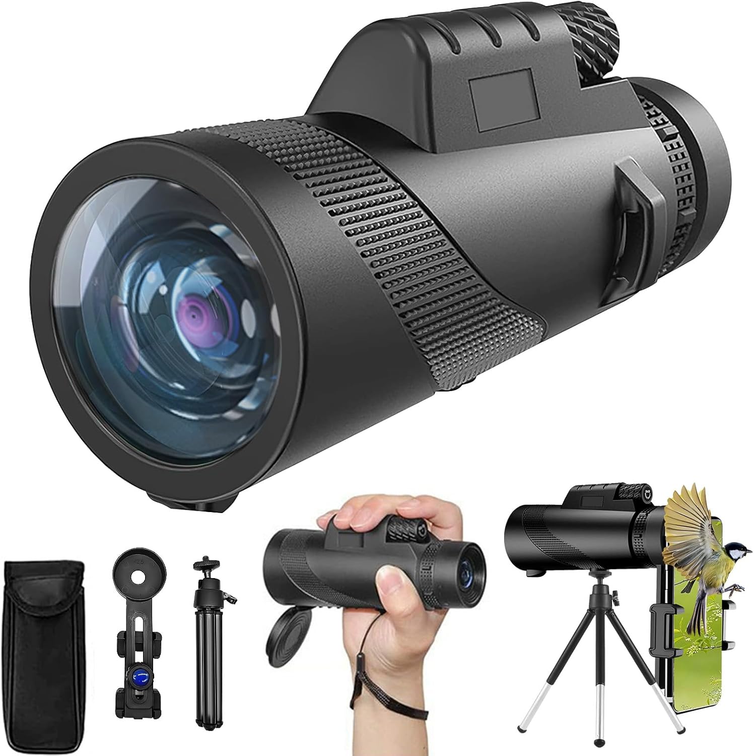 10x42 High-Powered Monocular for Adults - Military Grade Compact Monocular Telescope with Tripod, Lightweight & Waterproof Design&BAK4 Prism for Bird Watching, Hiking andWide Field of View