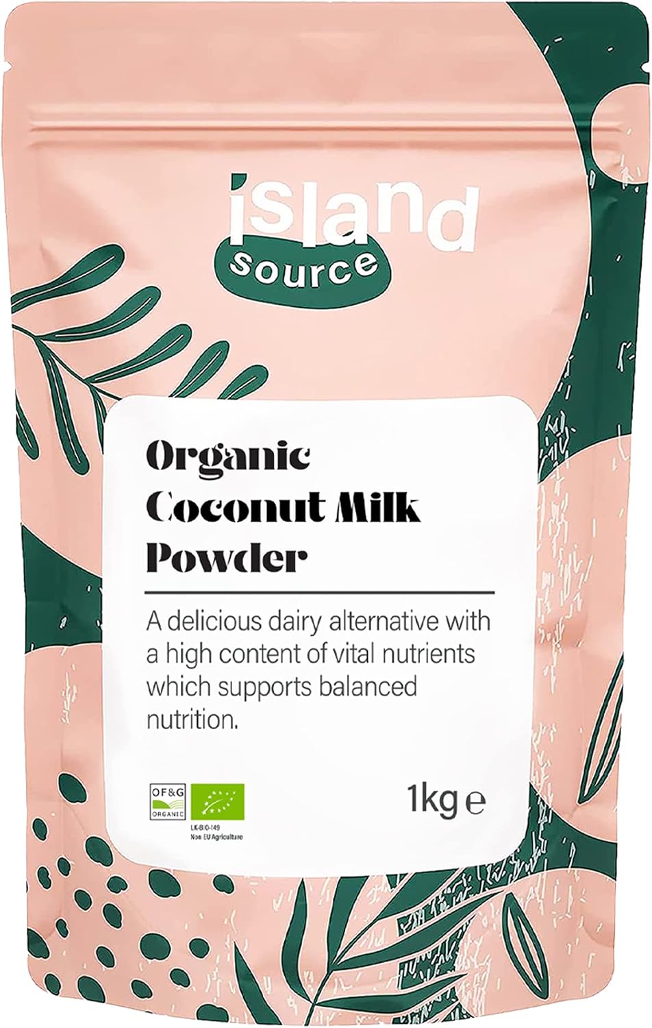 Island Source Organic Coconut Milk Powder 1kg Pouch, Natural Vegan, Gluten Free, Pure Powdered Coconut Milk for Smoothies and Baking