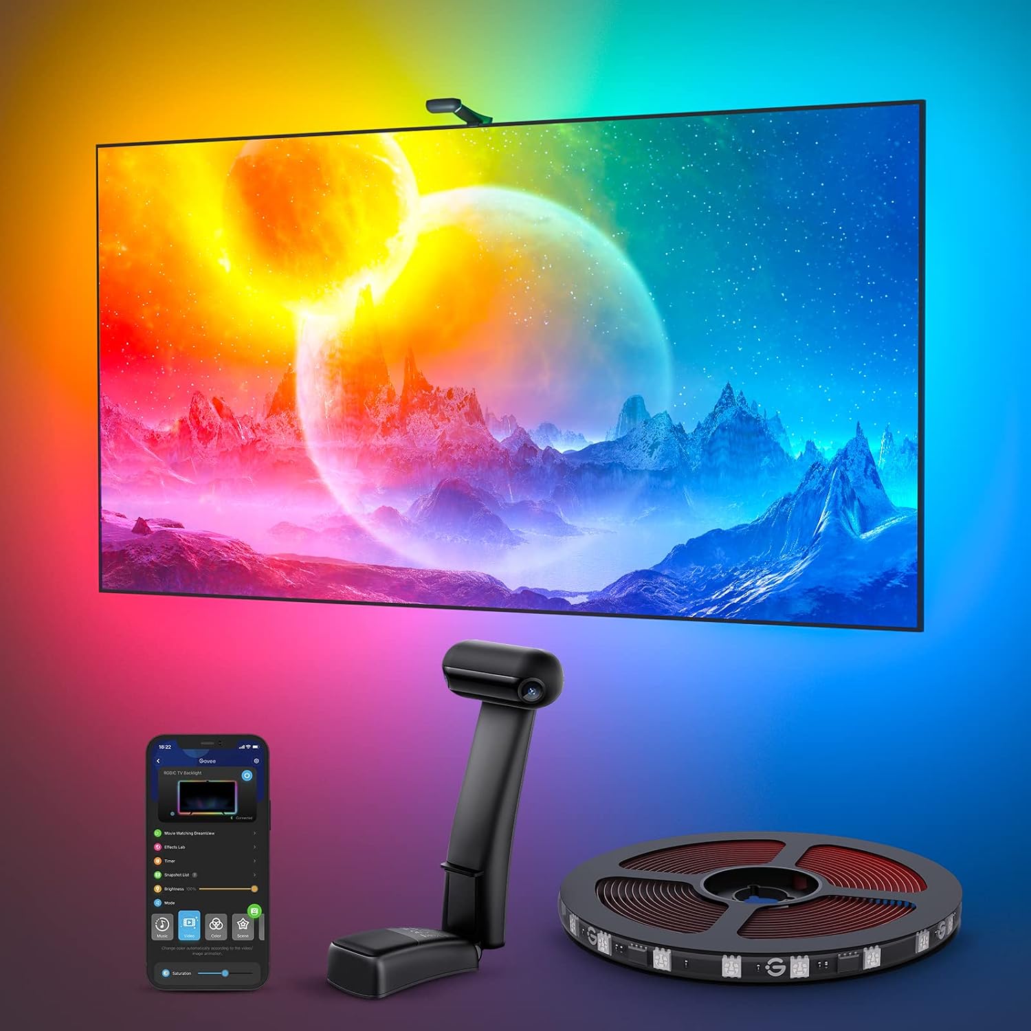 Govee Envisual TV LED Backlight T2 with Dual Cameras for 75-85 inch TVs
