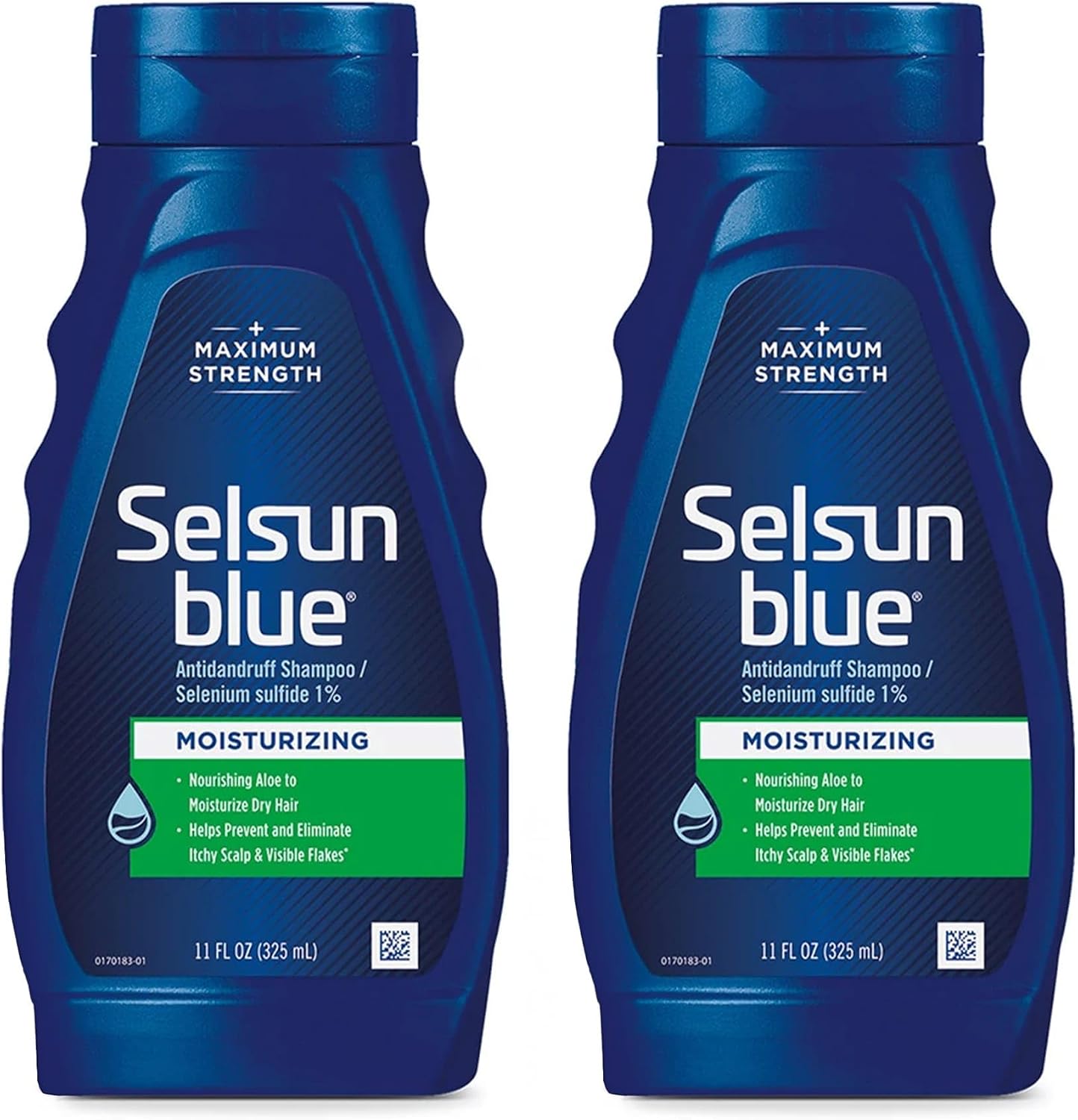 Selsun Blue Moisturizing Anti-dandruff Shampoo with Aloe, 11 fl. oz., Selenium Sulfide 1% (Pack of 2)