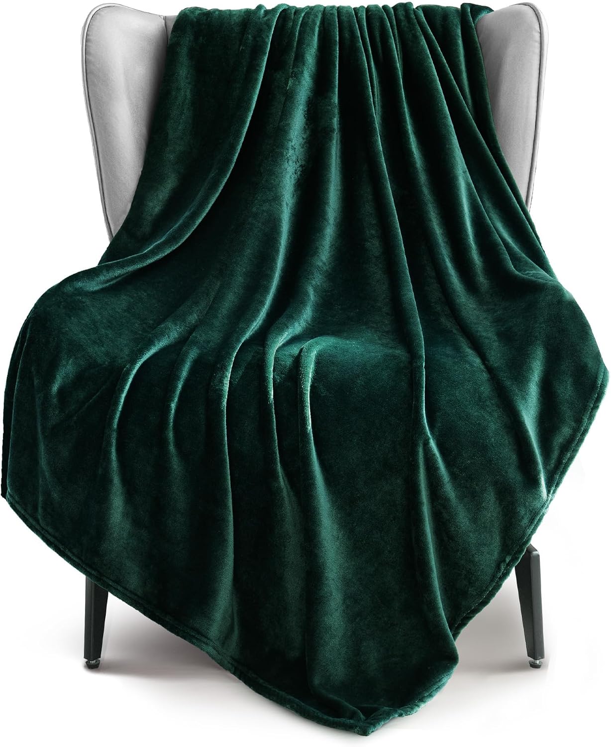 Exclusivo Mezcla Soft Large Fleece Throw Blanket for Couch, Forest Green | 50x70 Inches, Double-Sided Brushed Flannel, Lightweight Plush Cozy Blanket for Home Decor, All Season, Machine Washable