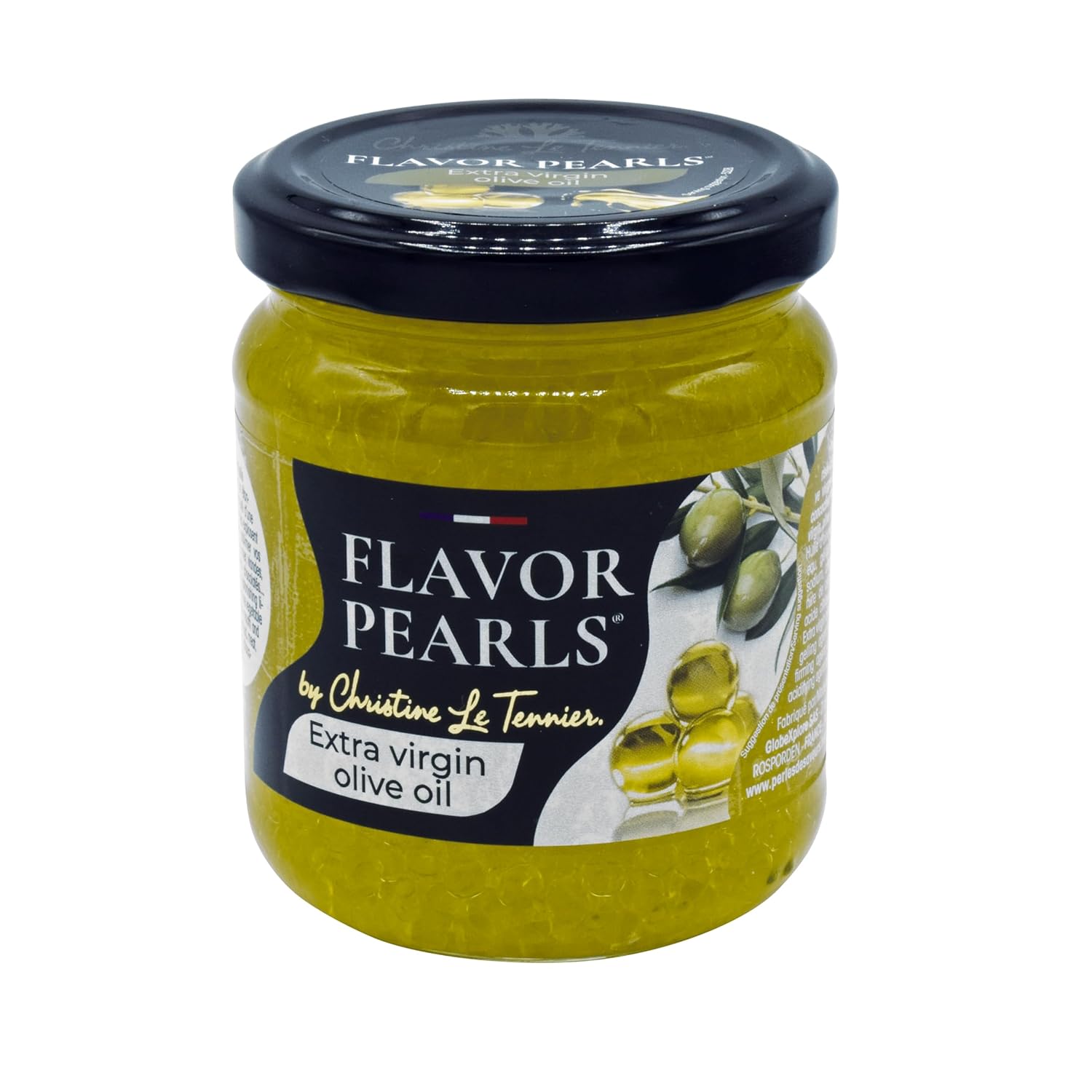 Christine Le Tennier Pearls, Arbequina Olive Oil, 6.7 oz (190 G), About 1000 Pearls per Jar, Beautiful Garnish, Product of France
