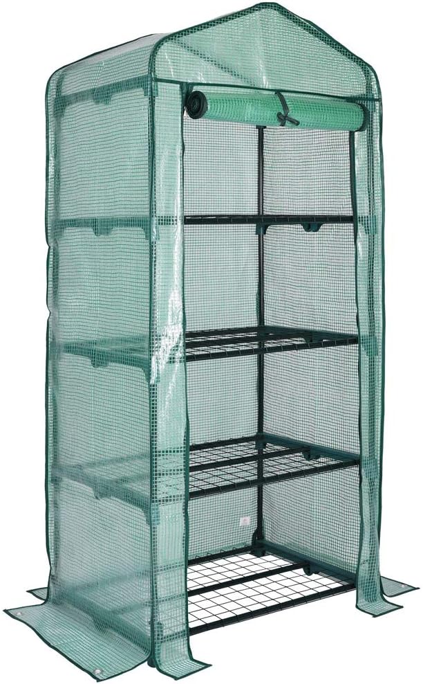 Gardebruk Foil Greenhouse 4 Shelves Roll-Up Door Greenhouse Tomato House Plant House Cultivation 158 x 49 x 69 cm