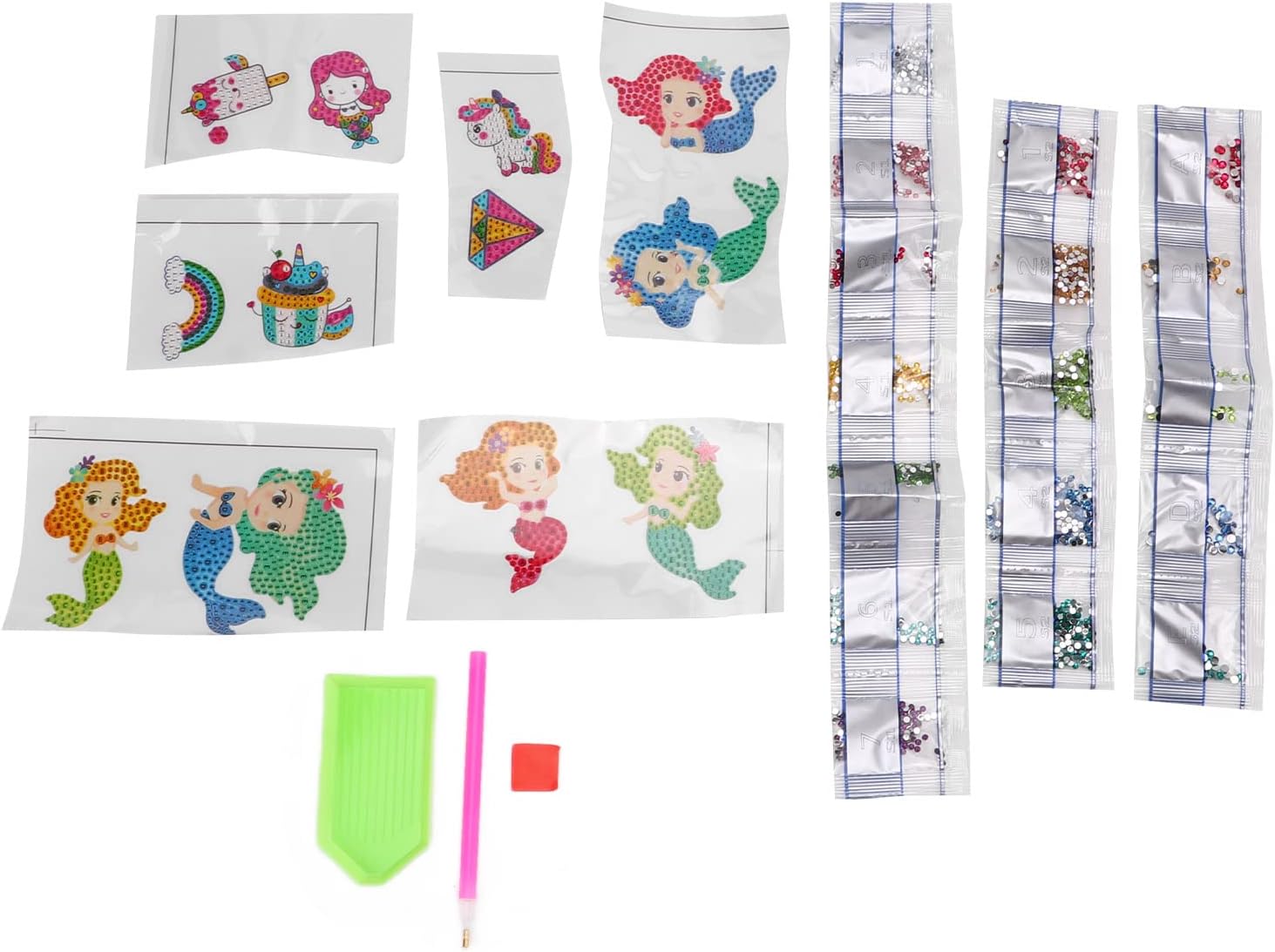 Cute Rhinestone Painting Sea Maid Sticker Stress Relief DIY Art Stickers
