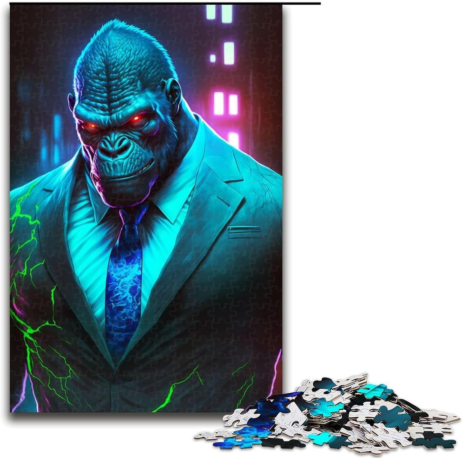 Piece Jigsaw Puzzles for Adults Boss Gorilla in Suit Wooden Jigsaw Perfect for Halloween Christmas Birthday Gift 1000 PCS(75x50cm)