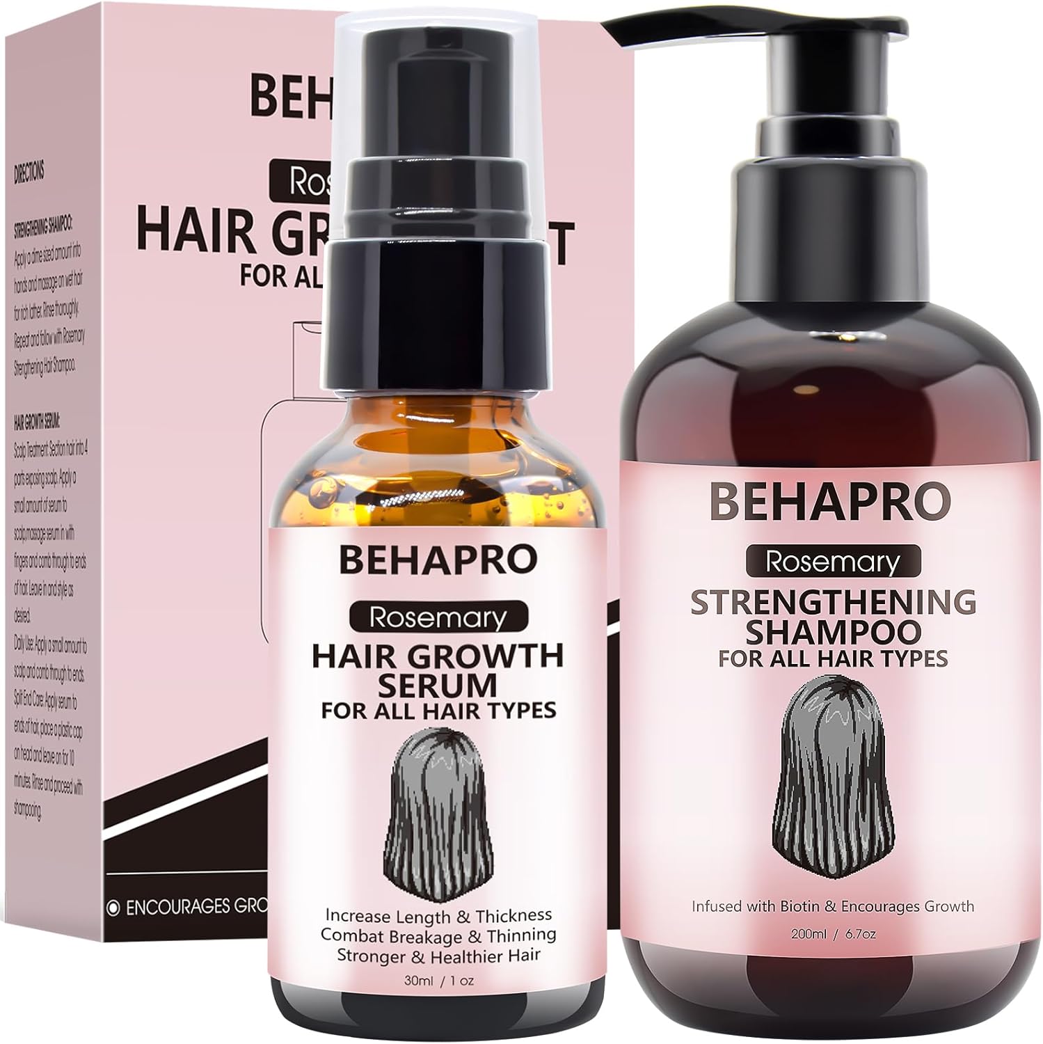 Rosemary Oil Hair Growth Serum w/Hair Growth Shampoo,Biotin Argan Castor Oil Hair Growth Products for Thinning Hair & Hair Loss,Womens Gifts for Christmas Stocking Stuffers for Women Her Wife Mom