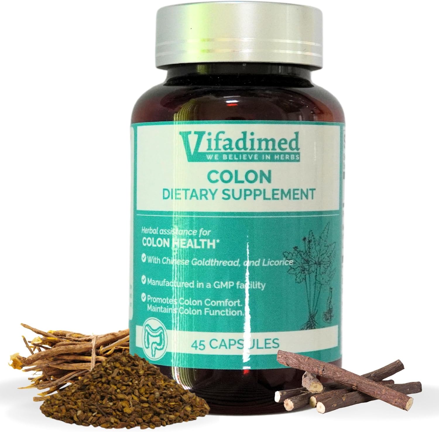 Colon for Gut Lining,Diarrhea, IBS-D,Colitis, Leaky Gut. Soothes Irritation,Enhances Colon's Function. Gut Lining,Gut Microbiome,Gut Motility-45 Capsules