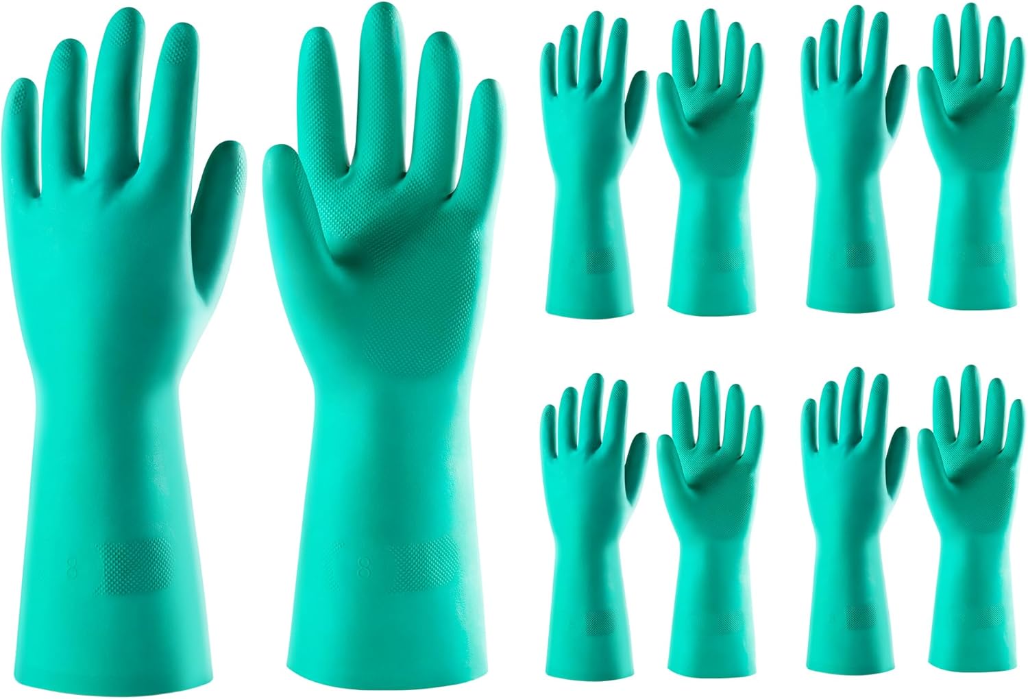 ThxToms 5 Pairs Nitrile Chemical Resistant Gloves, 15mil,13", Reusable Latex Rubber Free Heavy Duty Gloves, Acid Alkali Oil Protection, Industrial Use and Household Cleaning, Non-Slip, Medium