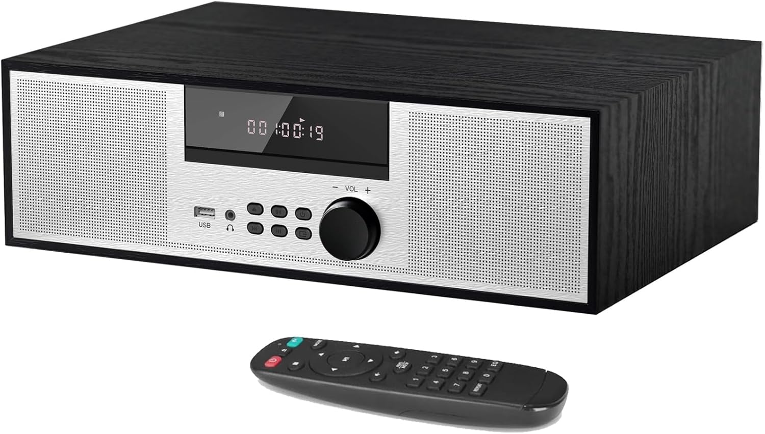 Nostalgic Micro Shelf System 40W RMS with CD Player, Bluetooth, USB Playback, FM Radio, AUX-Input, 2-Way Music Crisp-Sound, DSP-Tech (TB-816B)