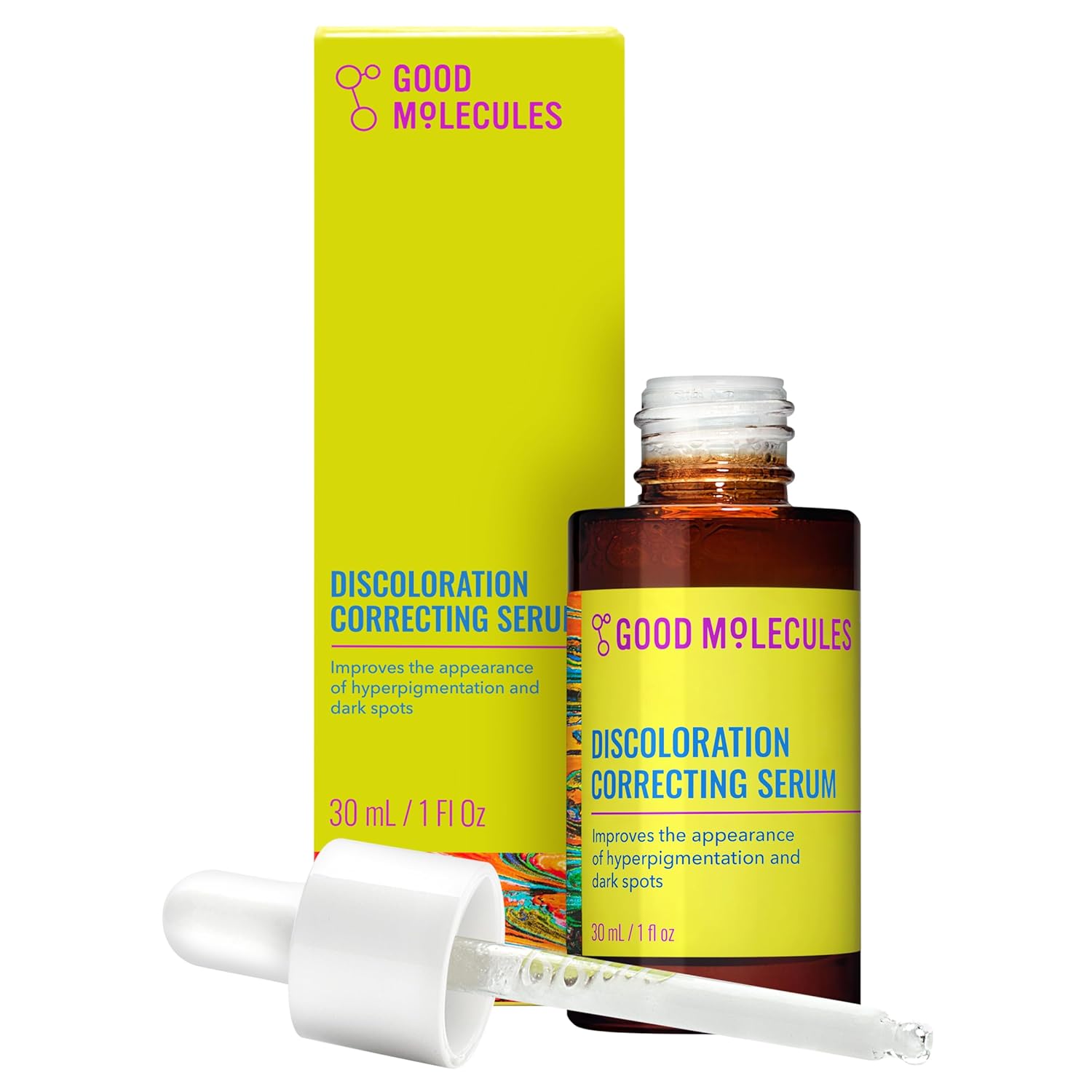 Good Molecules Discoloration Correcting Serum - Serum to Target Dark Spots and Discoloration - Skin Care for Face, 1 fl oz