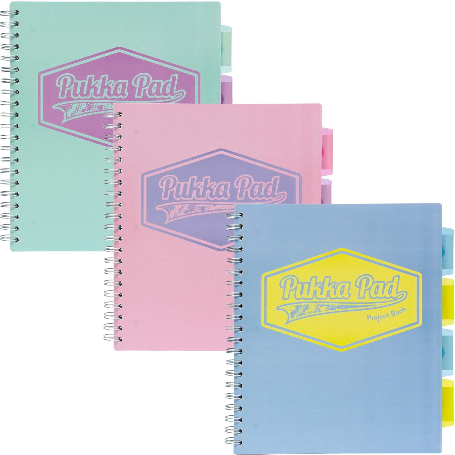 Pukka Pad 5 Subject Spiral Notebook 3-Pack - 200 Pages, 100 Sheets of 80GSM Paper with Repositionable Dividers & Perforated Edges for Office Planning & Organization - US Letter 8.5 X 11, Pastel
