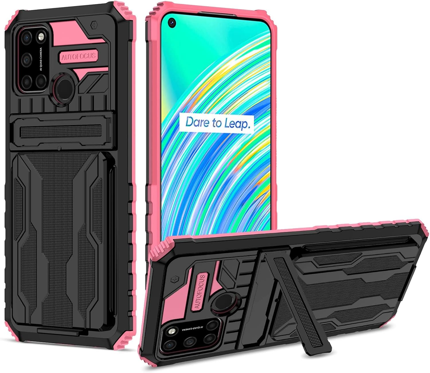 Protective Case for Oppo Realme C17/Realme 7i Case with Card Package Holder,Military Grade Protection Heavy Duty Shockproof Phone Case Cover for Oppo Realme C17/Realme 7i Case Shell Cover