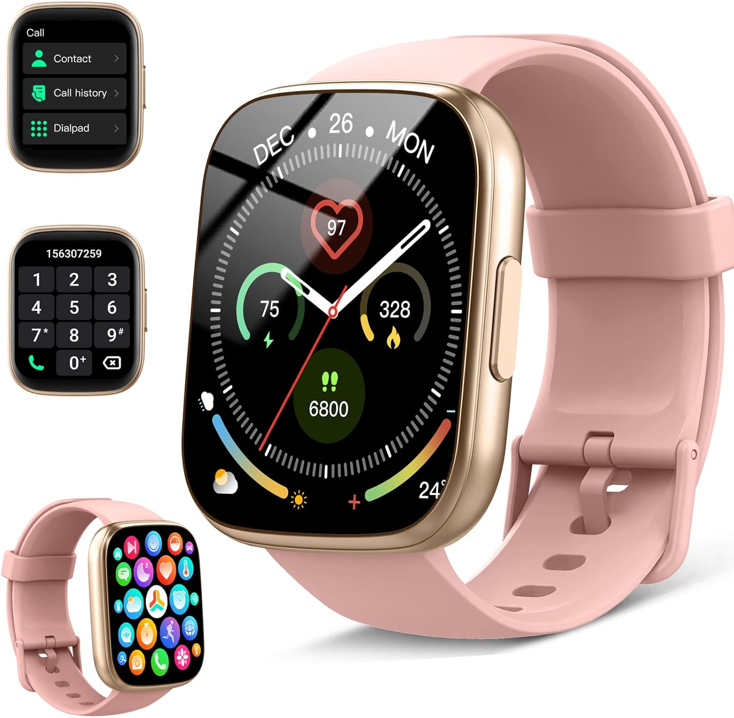 Smart Watch for Men Women (Answer/Make Calls), 1.95" HD Smartwatch with Heart Rate/SpO2/Sleep Monitor/, 100+ Sports Step Counter, IP68 Waterproof Fitness Watch Activity Tracker for Android iOS Rose