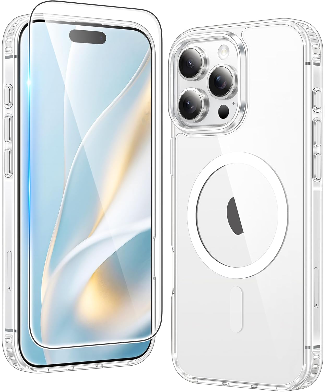 FNTCASE for iPhone 16 Pro Case: iPhone 16 Pro Phone Clear Case Magnetic Military Grade Drop Protection Anti Yellowing Cell Phone Cover - Rugged Shockproof Protective Transparent Cases (A-Clear)